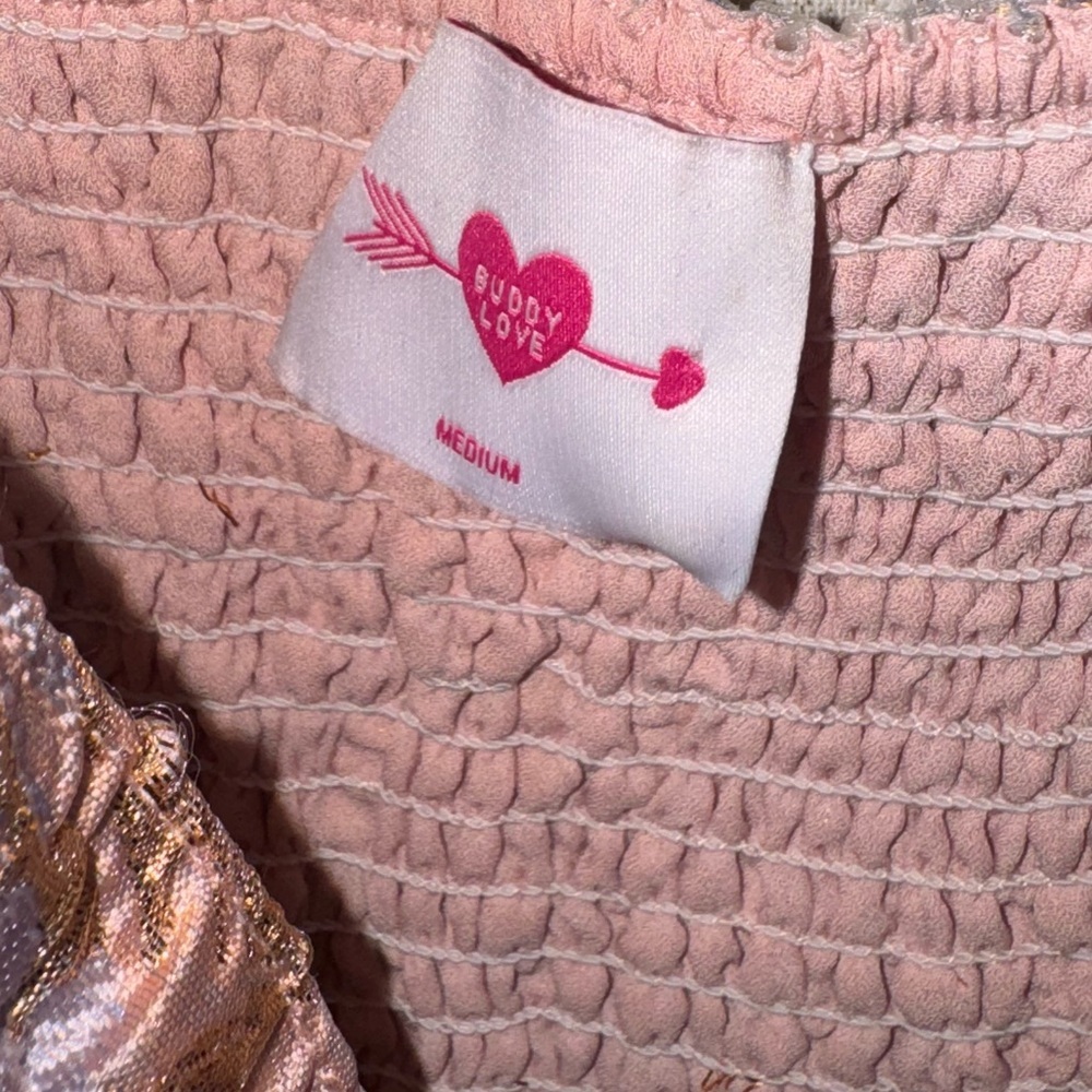 Buddy Love Pink and Gold Textured Dress - Picture 2 of 6